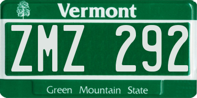 VT license plate ZMZ292