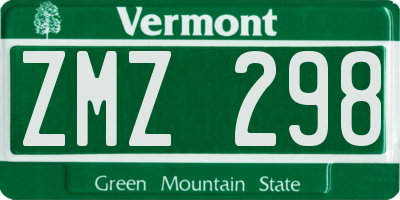 VT license plate ZMZ298