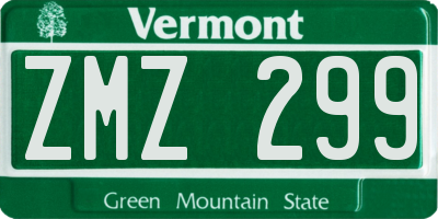 VT license plate ZMZ299