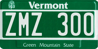 VT license plate ZMZ300