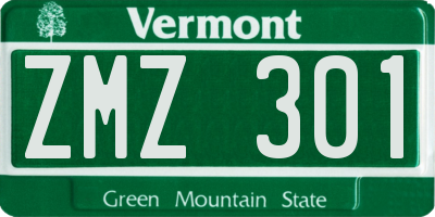 VT license plate ZMZ301