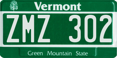 VT license plate ZMZ302