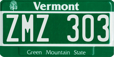 VT license plate ZMZ303