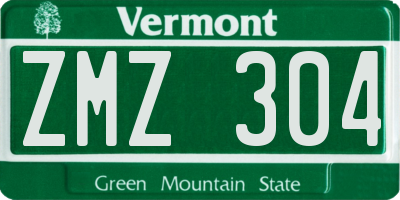 VT license plate ZMZ304