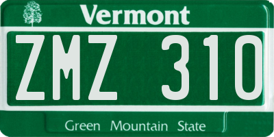 VT license plate ZMZ310