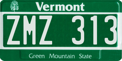 VT license plate ZMZ313