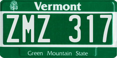 VT license plate ZMZ317