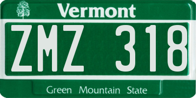 VT license plate ZMZ318
