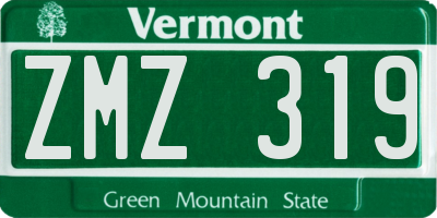 VT license plate ZMZ319