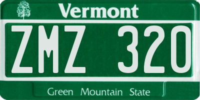 VT license plate ZMZ320