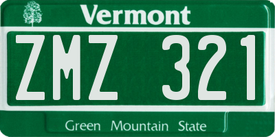 VT license plate ZMZ321