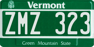 VT license plate ZMZ323