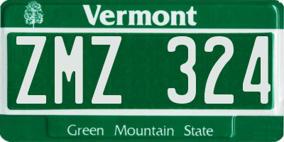 VT license plate ZMZ324