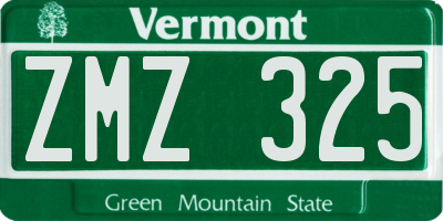 VT license plate ZMZ325