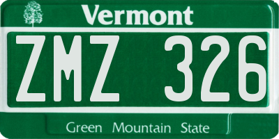 VT license plate ZMZ326