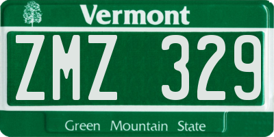 VT license plate ZMZ329