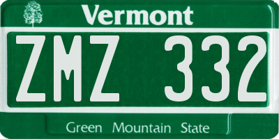 VT license plate ZMZ332