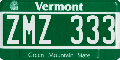 VT license plate ZMZ333
