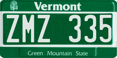 VT license plate ZMZ335