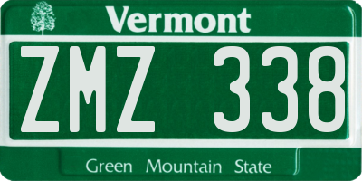 VT license plate ZMZ338