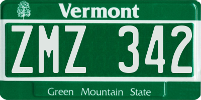 VT license plate ZMZ342