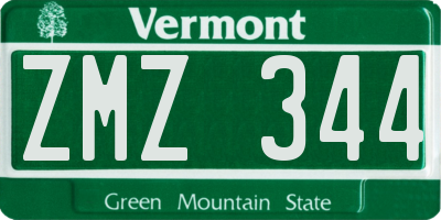 VT license plate ZMZ344