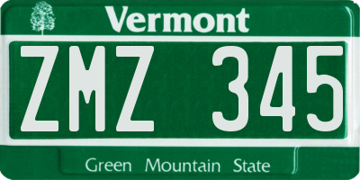 VT license plate ZMZ345