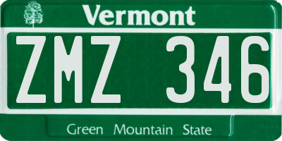 VT license plate ZMZ346
