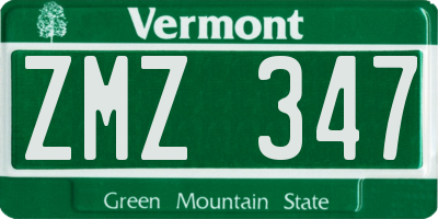 VT license plate ZMZ347