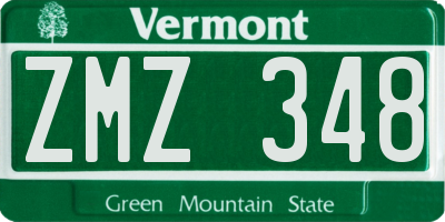 VT license plate ZMZ348
