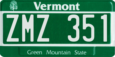 VT license plate ZMZ351