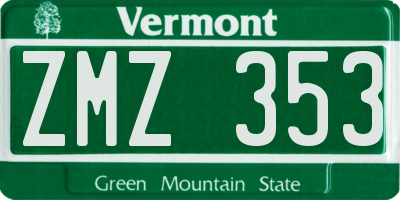 VT license plate ZMZ353