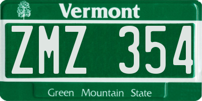 VT license plate ZMZ354