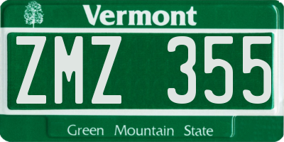 VT license plate ZMZ355