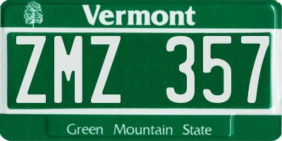 VT license plate ZMZ357