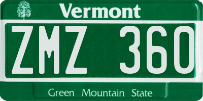 VT license plate ZMZ360