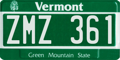 VT license plate ZMZ361