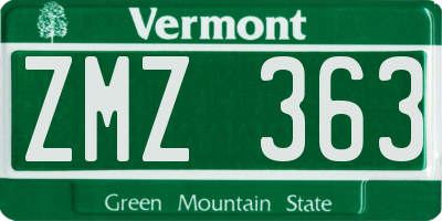 VT license plate ZMZ363