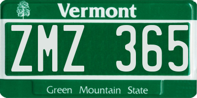 VT license plate ZMZ365