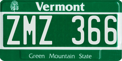 VT license plate ZMZ366