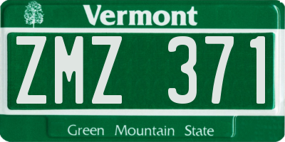 VT license plate ZMZ371
