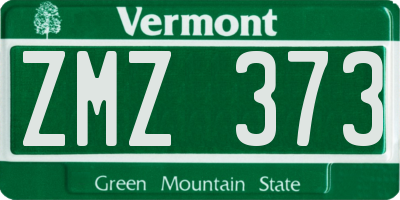 VT license plate ZMZ373