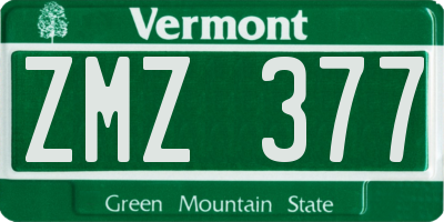 VT license plate ZMZ377