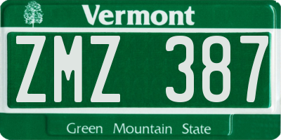 VT license plate ZMZ387
