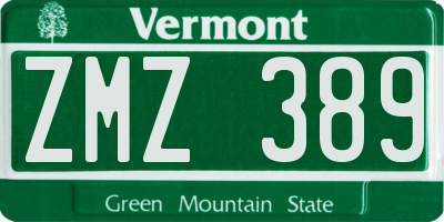 VT license plate ZMZ389