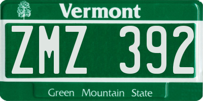 VT license plate ZMZ392