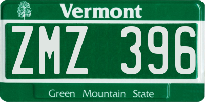 VT license plate ZMZ396