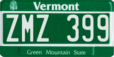 VT license plate ZMZ399