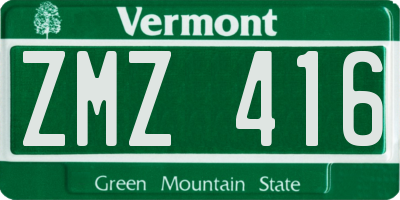 VT license plate ZMZ416