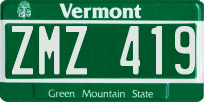 VT license plate ZMZ419